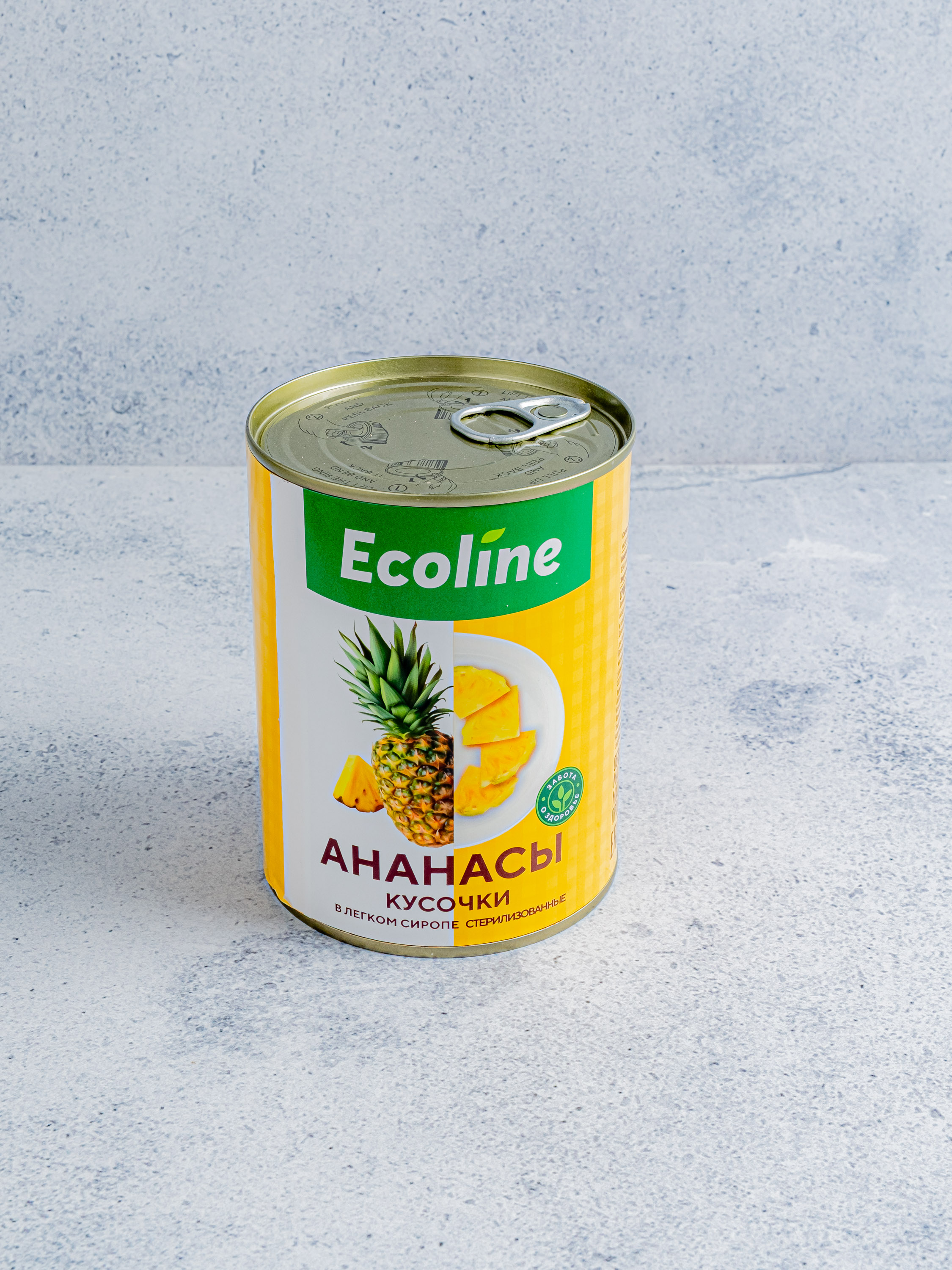 Ананасы кусочки "Ecoline" конс. стерил. в легком сиропе ж/б 565г